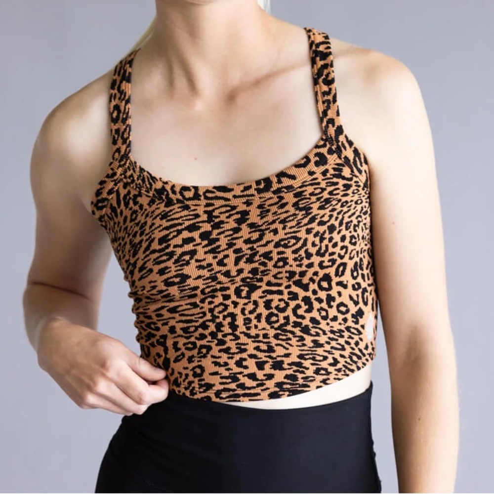 FP Movement by Free People Leopard Print Tank Top - Brown and Black